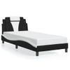 Cama Para Adulto | Cama Individual | Estructura Cama Con Led Cuero Sintético Negro Blanco 80x200 Cm Cfw283846