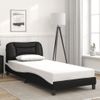 Cama Para Adulto | Cama Individual | Estructura Cama Con Led Cuero Sintético Negro Blanco 80x200 Cm Cfw290527