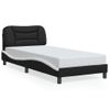 Cama Para Adulto | Cama Individual | Estructura Cama Con Led Cuero Sintético Negro Y Blanco 90x190cm Cfw411081