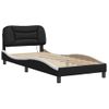 Cama Para Adulto | Cama Individual | Estructura Cama Con Led Cuero Sintético Negro Y Blanco 90x190cm Cfw411081