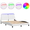 Cama Matrimonial | Cama Para Adultos | Estructura Cama Con Luces Led Cuero Sintético Blanco 120x200 Cm Cfw31287