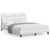 Cama Matrimonial | Cama Para Adultos | Estructura Cama Con Luces Led Cuero Sintético Blanco 140x190 Cm Cfw561806