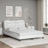 Cama Matrimonial | Cama Para Adultos | Estructura Cama Con Luces Led Cuero Sintético Blanco 140x190 Cm Cfw561806