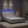 Cama Matrimonial | Cama Para Adultos | Estructura Cama Con Luces Led Cuero Sintético Blanco 140x190 Cm Cfw561806