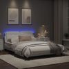 Cama Matrimonial | Cama Para Adultos | Estructura Cama Con Luces Led Cuero Sintético Blanco 140x190 Cm Cfw74210