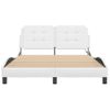 Cama Matrimonial | Cama Para Adultos | Estructura Cama Con Luces Led Cuero Sintético Blanco 140x190 Cm Cfw74210