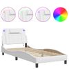 Cama Para Adulto | Cama Individual | Estructura Cama Con Luces Led Cuero Sintético Blanco 90x190 Cm Cfw215405