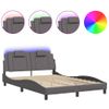 Cama Matrimonial | Cama Para Adultos | Estructura Cama Con Luces Led Cuero Sintético Gris 120x200 Cm Cfw413220