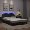 Cama Matrimonial | Cama Para Adultos | Estructura Cama Con Luces Led Cuero Sintético Gris 120x200 Cm Cfw413220