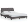 Cama Matrimonial | Cama Para Adultos | Estructura Cama Con Luces Led Cuero Sintético Gris 140x200 Cm Cfw76350