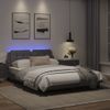 Cama Matrimonial | Cama Para Adultos | Estructura Cama Con Luces Led Cuero Sintético Gris 140x200 Cm Cfw76350