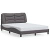 Cama Matrimonial | Cama Para Adultos | Estructura Cama Con Luces Led Cuero Sintético Gris 140x200 Cm Cfw929285