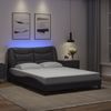 Cama Matrimonial | Cama Para Adultos | Estructura Cama Con Luces Led Cuero Sintético Gris 140x200 Cm Cfw929285