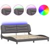 Cama Matrimonial | Cama Para Adultos | Estructura Cama Con Luces Led Cuero Sintético Gris 200x200 Cm Cfw954522