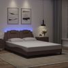 Cama Matrimonial | Cama Para Adultos | Estructura Cama Con Luces Led Cuero Sintético Marrón 120x200 Cm Cfw785463