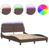 Cama Matrimonial | Cama Para Adultos | Estructura Cama Con Luces Led Cuero Sintético Marrón 120x200 Cm Cfw59408