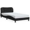 Cama Para Adulto | Cama Individual | Estructura Cama Con Luces Led Cuero Sintético Negro 100x200 Cm Cfw209338