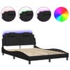 Cama Matrimonial | Cama Para Adultos | Estructura Cama Con Luces Led Cuero Sintético Negro 120x200 Cm Cfw675544