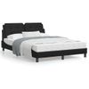 Cama Matrimonial | Cama Para Adultos | Estructura Cama Con Luces Led Cuero Sintético Negro 140x190 Cm Cfw60938