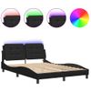 Cama Matrimonial | Cama Para Adultos | Estructura Cama Con Luces Led Cuero Sintético Negro 140x190 Cm Cfw60938