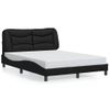 Cama Matrimonial | Cama Para Adultos | Estructura Cama Con Luces Led Cuero Sintético Negro 140x190 Cm Cfw899862