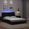 Cama Matrimonial | Cama Para Adultos | Estructura Cama Con Luces Led Cuero Sintético Negro 140x190 Cm Cfw899862