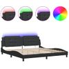 Cama Matrimonial | Cama Para Adultos | Estructura Cama Con Luces Led Cuero Sintético Negro 200x200 Cm Cfw38531