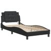 Cama Individual | Cama Para Adultos | Estructura Cama Con Luces Led Cuero Sintético Negro 80x200 Cm Cfw32524