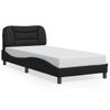 Cama Para Adulto | Cama Individual | Estructura Cama Con Luces Led Cuero Sintético Negro 90x190 Cm Cfw380071