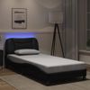 Cama Para Adulto | Cama Individual | Estructura Cama Con Luces Led Cuero Sintético Negro 90x190 Cm Cfw380071