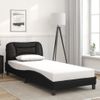 Cama Para Adulto | Cama Individual | Estructura Cama Con Luces Led Cuero Sintético Negro 90x190 Cm Cfw380071