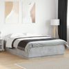 Cama Matrimonial | Cama Para Adultos | Estructura Cama Con Luces Led Madera Gris Hormigón 150x200 Cm Cfw660450