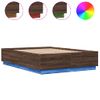 Cama Matrimonial | Cama Para Adultos | Estructura Cama Con Luces Led Madera Marrón Roble 120x200 Cm Cfw979083