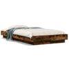 Cama Individual | Cama Para Adultos | Estructura Cama Con Luces Led Madera Roble Ahumado 100x200 Cm Cfw85136