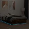 Cama Matrimonial | Cama Para Adultos | Estructura Cama Con Luces Led Madera Roble Ahumado 120x190 Cm Cfw381623