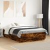 Cama Matrimonial | Cama Para Adultos | Estructura Cama Con Luces Led Madera Roble Ahumado 120x190 Cm Cfw381623