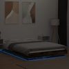 Cama Matrimonial | Cama Para Adultos | Estructura Cama Con Luces Led Madera Roble Ahumado 135x190 Cm Cfw44867