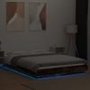 Cama Matrimonial | Cama Para Adultos | Estructura Cama Con Luces Led Madera Roble Ahumado 140x190 Cm Cfw51014