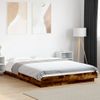 Cama Matrimonial | Cama Para Adultos | Estructura Cama Con Luces Led Madera Roble Ahumado 140x190 Cm Cfw51014