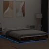 Cama Matrimonial | Cama Para Adultos | Estructura Cama Con Luces Led Madera Roble Ahumado 140x200 Cm Cfw92302