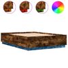 Cama Matrimonial | Cama Para Adultos | Estructura Cama Con Luces Led Madera Roble Ahumado 150x200 Cm Cfw901570