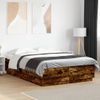 Cama Matrimonial | Cama Para Adultos | Estructura Cama Con Luces Led Madera Roble Ahumado 150x200 Cm Cfw901570