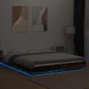 Cama Matrimonial | Cama Para Adultos | Estructura Cama Con Luces Led Madera Roble Ahumado 150x200 Cm Cfw74323