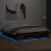 Cama Matrimonial | Cama Para Adultos | Estructura Cama Con Luces Led Madera Roble Ahumado 200x200 Cm Cfw242344