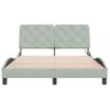 Cama Matrimonial | Cama Para Adultos | Estructura Cama Con Luces Led Terciopelo Gris Claro 140x190 Cm Cfw13449