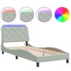 Cama Individual | Cama Para Adultos | Estructura Cama Con Luces Led Terciopelo Gris Claro 90x190 Cm Cfw51637