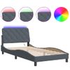 Cama Individual | Cama Para Adultos | Estructura Cama Con Luces Led Terciopelo Gris Oscuro 100x200 Cm Cfw25761