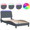 Cama Individual | Cama Para Adultos | Estructura Cama Con Luces Led Terciopelo Gris Oscuro 90x190 Cm Cfw64397