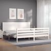 Cama Matrimonial | Cama Para Adultos | Estructura Cama De Matrimonio Con Cabecero Madera Maciza Blanco Cfw750836