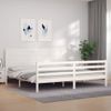 Cama Matrimonial | Cama Para Adultos | Estructura Cama De Matrimonio Con Cabecero Madera Maciza Blanco Cfw750836